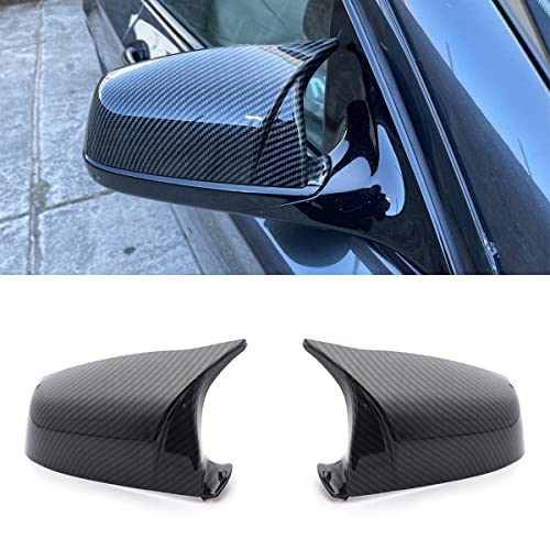 Fouedy Horn caps M style Black side wing mirror Cap Cover for BMW 5 6 7 serie F01 F02 F03 F04 F06 F07 F11 F12 F13 (Carbon Fiber Look)