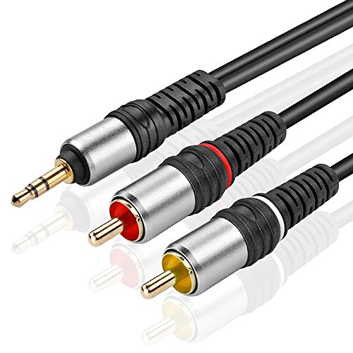 TNP 3.5mm to RCA Audio Cable - 35 Feet Gold Plated HiFi Sound Aux to RCA Cable Male to Male Stereo Audio Adapter Cable - 1/8 to RCA Stereo Cable for Smartphones, TV, Car Audio, Stereo Sound System