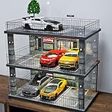 kivcmds 1:24 Scale Diecast Model Car Display Case Cabinet with USB Lights and Acrylic Cover,Diorama Garage for Sport Cars and Lego Speed Champions Car Collectibles