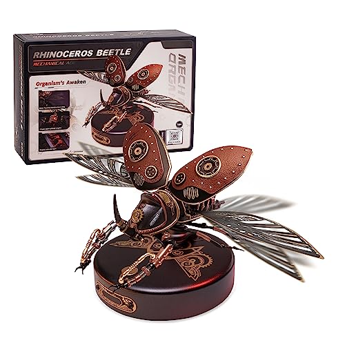 Gift for Teen Boys/Men/Hobbyist, Birthday Gift Idea, ROBOTIME MI01 Plastic Model Kit, 156 Pieces Mechanical 3D Puzzles, Rhinoceros Beetle Model Building Kits