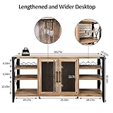 Vabches 58" Wine Bar Cabinet with Wine Rack Storage,Home Bar for Liquor and Glasses, Farmhouse Coffee Bar Cabinet, Liquor Cabinet Bar for Home Living Room Dining Room, Sideboard Buffet Cabinet