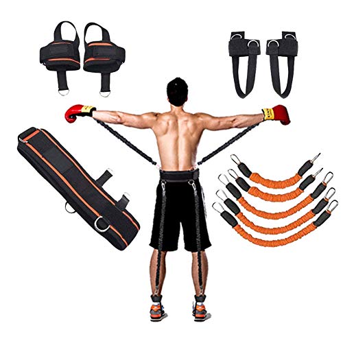 Boxing Training Resistance Band Set Leg Strength and Agility Training Strap System for Boxing,MMA,Muay Thai,Karate Combat, Basketball,Football Build Speed and Strength for Hitting (250lb Orange)
