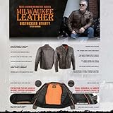 Milwaukee Leather MLM1508 Men's Distressed Brown Premium Leather Motorcycle Rider Jacket - Large