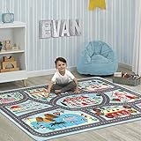 LIVEBOX Large Playroom Rug 5'x7' Kids Play Mat for Classroom, Road Traffic Carpet for Boys Girls Playing Cars Toys, City Life Nursery Car Rug for Toddlers Bedroom Kids Room