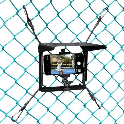 Phone Fence Mount with Shade, Fence Phone Holder for iPhone, Mevo Start, GoPro and Other Action Cameras, Perfect for Recording Baseball, Hockey, Football, Softball, Tennis, Other Net/Chain Link Games