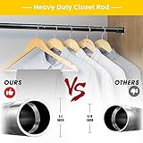 Closet Rod,17 to 96 Inch Adjustable Closet Rods for Hanging Clothes Heavy Duty Closet Hanging Rod Metal Black Closet Poles for Wardrobes