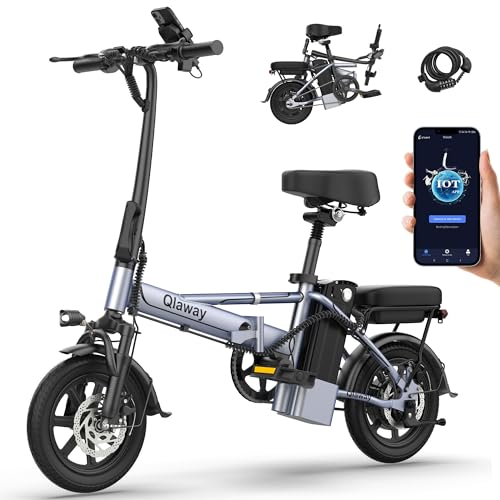 Qlaway 14 Inch Ebike 500W Folding Electric Bike 48V 15.6AH Battery Range 38 Miles Maximum Speed 22 MPH City Commuter Bike