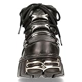 New Rock 106-S1 Unisex Metallic Black Gothic Classic Leather Biker Ankle Tower Boots 37