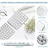 Lekvey Bluetooth Number Pad, Aluminum Rechargeable Wireless Numeric Keypad Slim 34-Keys External Numpad Keyboard Data Entry for Laptop, MacBook, MacBook Air/Pro, iMac, Windows, Surface Pro - Silver