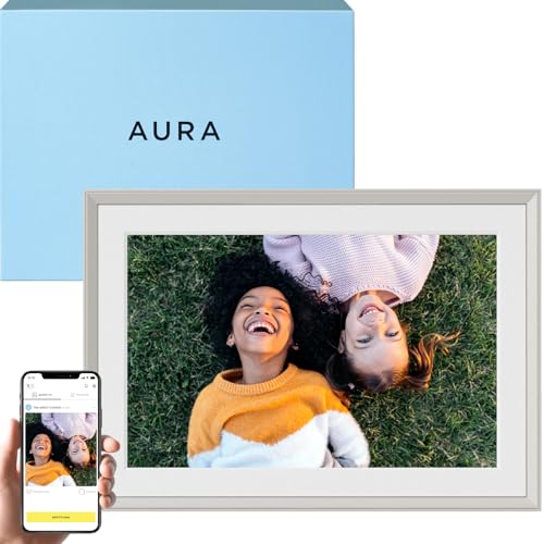 Aura Carver 10.1" WiFi Digital Picture Frame | The Best Digital Frame for Gifting | Send Photos from Your Phone | Quick, Easy Setup in Aura App | Free Unlimited Storage | (Clay with White Mat)