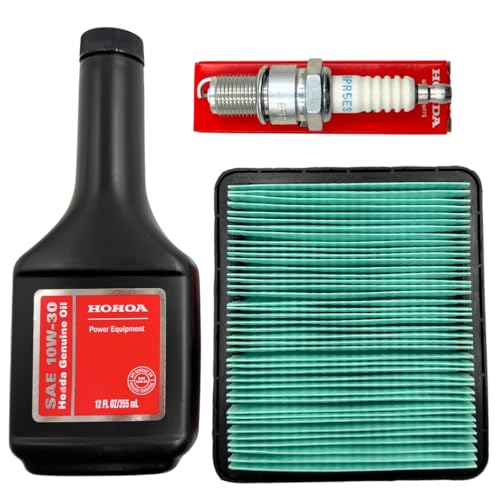 KINDZA Genuine Tune up kit for Honda GCV135 GC160 GCV160 GCV190 GC135 Lawn Mower HRR216 HRC216 HRT216 HRX217 F220 WN20 w/Motor Oil Genuine 17211-ZL8-023 Air Filter Spark Plug 98079-55846