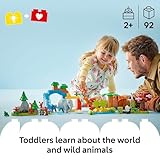 LEGO DUPLO Town 3 in 1 Wild Animal Families Building Toy Playset - Preschool Learning and Educational Animal Toy for Toddlers, Boys and Girls, Ages 2+ - with 10 Animal Figures - Baby Gift Idea - 10446