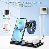 WAITIEE Wireless Charger 5 in 1,Wireless Charging Station for iWatch SE/7/6/5/4/3/2,AirPods Pro/3/2/1,Pencil,Fast Charger Dock for iPhone 13/13Pro/13Pro Max/12/12Pro/11/11 Pro Max/XR/XS Max/Xs(Black)