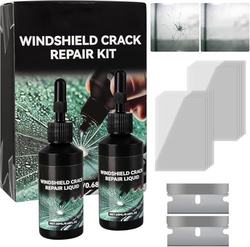 Upgraded Windshield Crack Repair Kit - Essential Automotive Tool for Effective Glass Repair of Chips & Cracks - Includes 2 Sets of High-Performance Repair Liquid 2025
