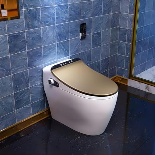 Homary Modern Smart Toilet, One-Piece 1.27 GPF Floor Mounted Elongated Smart Toilet and Bidet with Seat (Gold)