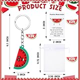 Tondiamo 24 Set Bulk Positive Keychains Inspirational Fruit Keychain with Funny Card Positive Christmas Xmas Gift(Watermelon)