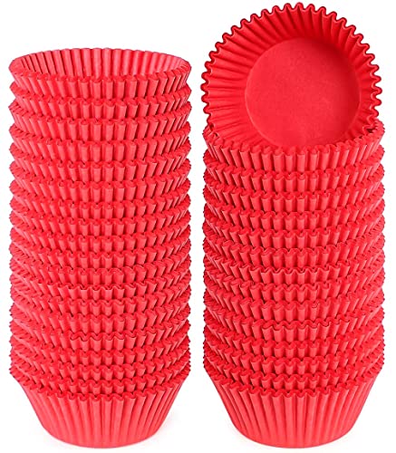 Caperci Standard Red Cupcake Muffin Liners 500-Count, No Smell, Food Grade & Grease-Proof Paper Baking Cups (Red)