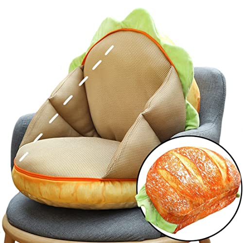 LZZTU 3D Simulation Plush Bread Burger Pillow Hamburger Sofa Funny Food Stuffed Cheeseburge Cushion(21.6inch, Bread)