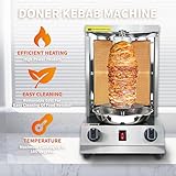 Generic Shwarma Grill Machine Gas Doner Kebab Machine Shawarma Cooker Propane Turkish Gyro Meat Rotisserie with 2 Burner and Meat Catch Pan, Silver