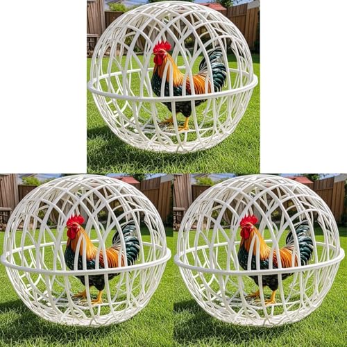 Ball-Shaped Chicken Cage, 2025 New Movable Plastic Mesh Chicke Coops for Outside, Detachable Rabbit Hutch for Rabbits Pigeon Ducks Chicks Outdoor Farm Courtyard Use (3pcs, 11.8 inches)