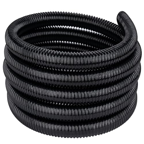 Pond Tubing,1-1/2 inch PVC Flexible Pond Hose, Black Corrugated Waterfall Sump Pump Hose,Drainage Pipe, Kinkproof for Garden Ponds, 1-1/2"x25FT
