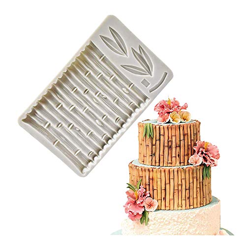 Bamboo Cake Fondant Mold Bamboo Embossed Gum Paste Silicone Mat Mold for Cake Border Sugarcraft Decorating Textured Imprint Moulds Polymer Clay Molds