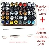 Wheel Set for 1:64 Car Models with Rubber Tires and Easy Installation Axles (Pack of 10 Sets)