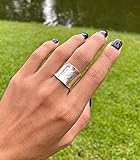 Hammered Sterling Silver Handmade Wide Band Ring, Classic Shiny Finish Wrap Band, Adjustable to Sizes 6-12, Can fit Also as Thumb ring, Gift for Her