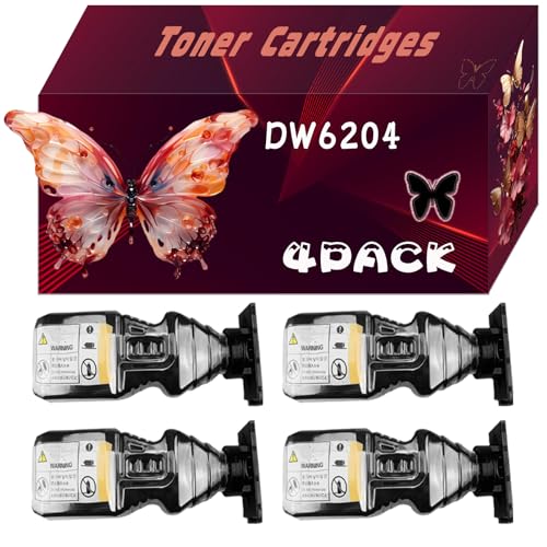 DW6204 Toner Cartridges Compatible for Xerox Wide Format 6204 6604 6605 6705 Printers, Print Up to 26000 Pages, Bright Colors (4 Pack Black)