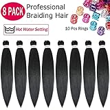 Alrence Pre Stretched Braiding Hair Long Braid 30 Inch 8 Packs Professional Braiding Hair Extensions Synthetic Crochet Twist Braids (30 Inch, 1B#)