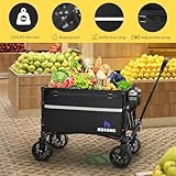 ROSONG Collapsible Wagon Cart with Wheels Foldable - Folding Utility Heavy Duty Wagons Carts for Grocery Sports Garden Shopping Camping