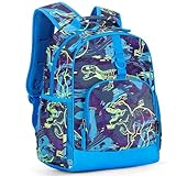 Choco Mocha Dinosaur Backpack for Boys Preschool Backpack for Boys Pre Kindergarten Backpack for Kids 15 inch Backpack for Boy Pre K Daycare Bookbag 3-4 3-5 4-6 with Chest Strap Blue