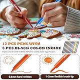 Jewem Edible Markers for Cookie Decorating,12Pcs Food Coloring Pens, Double Side Food Grade Pens with Fine & Thick Tip for Decorating Fondant, Cakes, Cookies, Easter Eggs, Frosting, Macaron