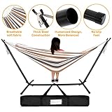 SUPER DEAL Portable 9FT Hammock Stand with 2 Person Hammock Included 620 LBS Capacity Adjustable Hammock Bed with Space Saving Carrying Case for Camping Garden Backyard Patio Indoor Outdoor