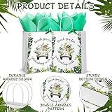 Seajan 24 Pack 10.63 x 8.27 Inch Baby Shower Bags Jungle Safari Animal, Party Favor Bags Medium Size Goodie Bags with Handle for Baby Shower Child's Birthday Gender Reveal Party(Green, Animal)