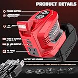 200W Power Inverter for Milwaukee 18V Battery, DC 18V to AC 110-120V Battery Inverter, Portable Power Station Generator, Charger Adapter Battery Powered Outlet w/ 2 USB Ports & 1 Type-C & 1 AC Outlet