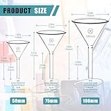 HUAOU 3pcs Glass Funnel Set, 50mm 75mm 100mm Short Stem Funnel, 3.3 Borosilicate Glass Filter Funnel, Spice Funnel for Kitchen Use Filling Bottles, Oil Funnel for Science Labs Powder