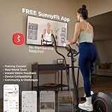 Sunny Health & Fitness Smart Elliptical Machine w/300LB Capacity & Pulse Sensor Built-in, 12" Stride Equipment for Home Cardio Exercise & Magnetic Cross-Training, Free SunnyFit App Bluetooth Connect