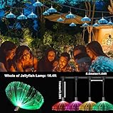 AZIMOM 10PCS Fiber Optic Jellyfish Lamp 16.4ft DC12V RGB Colorful Waterproof Connectable Jellyfish Fairy String Hanging Light for Ceiling Garden Trees Christmas Party Wedding Lighting Decor