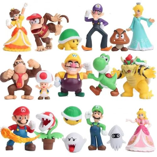 Isaneihas 12 pcs/Set Mario Figures Toy - Mario & Luigi Figurines – Yoshi & Mario Bros Action Figures （2 inch B Style）