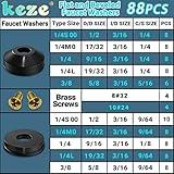 KEZE 233 Pcs Plumbing and Faucet Washers Assortment Kit for Assorted Spigot Water Hose Bib Outside Garden faucet Splitter Gasket Leak Plumbes Valve Stem Worn Out Repair