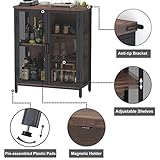 BON AUGURE Coffee Bar Cabinet for Liquor, Small Storage Cabinet for Home Kitchen, Farmhouse Buffet Sideboard Table Station, Whiskey Alcohol Cabinets for Dining Living Room (2 Doors, Rustic Oak)