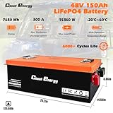 Cloudenergy 48v 150Ah LiFePO4 Battery Deep Cycle Battery Built-in 300A Bluetooth BMS Protect Charging and Discharging High Performance for Golf Cart EV RV Solar Energy Storage Battery…