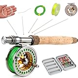 Sougayilang Fly Fishing Rod Reel Combos with Lightweight Portable Fly Rod and CNC-machined Aluminum Alloy Fly Reel,Fly Fishing Complete Starter Package