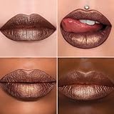 MAKI YIKA Brown Lipstick for Women Metallic Lipsticks Glitter Long Lasting Lipstick No Smudge No Transfer Liquid Lip Gloss (BR04 After Heat)