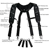 KUNN Tool Belt Suspenders Padded Carpenter Construction Electrician Work Suspender with Attachment Loops for Men,Black