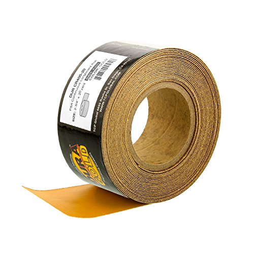 Dura-Gold Premium Gold 400 Grit PSA Longboard Sandpaper, 20 Yard Roll, 2-3/4" Wide, Self Adhesive Stickyback, Woodworking & Automotive Sandpaper Roll, Air File Sand Paper, Auto Sanding Blocks