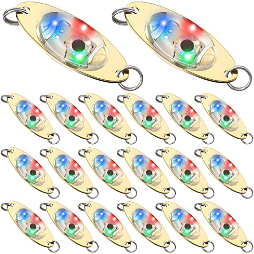 Skylety LED Fishing Lures Fishing Spoons Underwater Flasher Bass Halibut Saltwater Trolling Deep Drop Light LED Lighted Bait Flasher(20 Pcs)