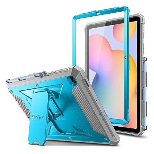 Fintie Shockproof Case for Samsung Galaxy Tab S6 Lite 10.4 Inch 2024/2022/2020, Tuatara Rugged Unibody Hybrid Bumper Kickstand Cover with Built-in Screen Protector, Sky Blue