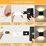 Lightess LED Wall Sconce Battery Powered Set of 2, Touch Control Dimmable Wall Lamp Rechargeable Black, Up Down Wall Mount Lights for Hallway Living Room, Warm White, LG9939111